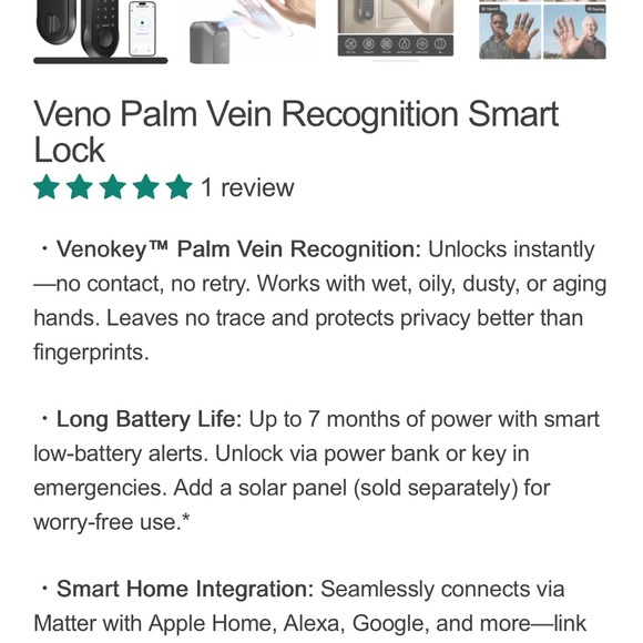 Lockin Smart Lock Veno Palm Vein Recognition Smart Lock - Picture 4 of 6